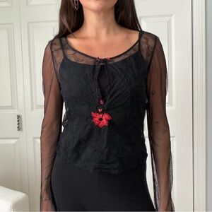 lise charmel black lace longsleeve top